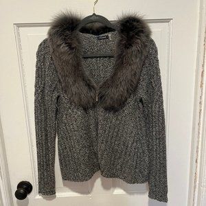 Magaschoni Cable Knit Zip Up Sweater